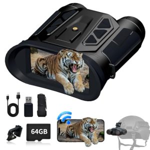Night Vision Goggles- 4K Night Vision Binoculars for Adults with WiFi, 64GB TF Card in Night Vision,7X IR & 16X Zoom