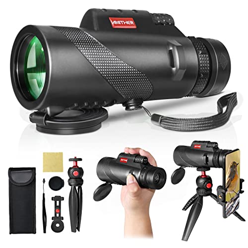 80x100 Smartphone Monocular - High Power High Definition Monocular with Tripod and Adapter, Low Light Vision for Adults