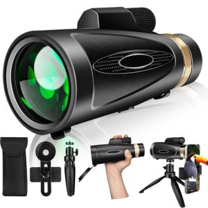 Monocular Telescope 80x100 High Power Smartphone Adapter Tripod, Large Field Monocular Telescope for Adult Use BAK4