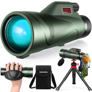 12x60 High Definition Monocular Telescope with Smartphone Adapter Tripod and Carrying Case, Large Night Vision Monocular