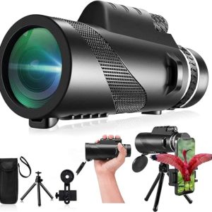 monocular 80x100 high power monocular high definition for adults high power smartphone adapter telescope hunting wildlife