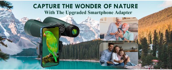 15x52 HD Binoculars for Adults High Powered with Upgraded Phone Adapter - Large View Binoculars with Clear Low Light Vision