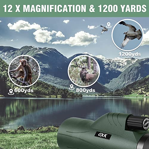 02-42.jpg 12x56 High Power Monocular Telescope | Tripod Travel Bag with Smartphone Adapter | Bird Watching Hunting Hiking Camping