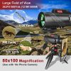 80x100 Smartphone Monocular - High Power High Definition Monocular with Tripod and Adapter, Low Light Vision for Adults