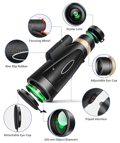 02-46.jpg Monocular Telescope 80x100 High Power Smartphone Adapter Tripod, Large Field Monocular Telescope for Adult Use BAK4