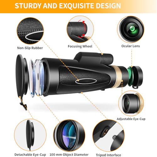 02-72.jpg Monocular telescope 80x100 high definition monocular telescope for adults, with tripod and mobile phone adapter, monocular