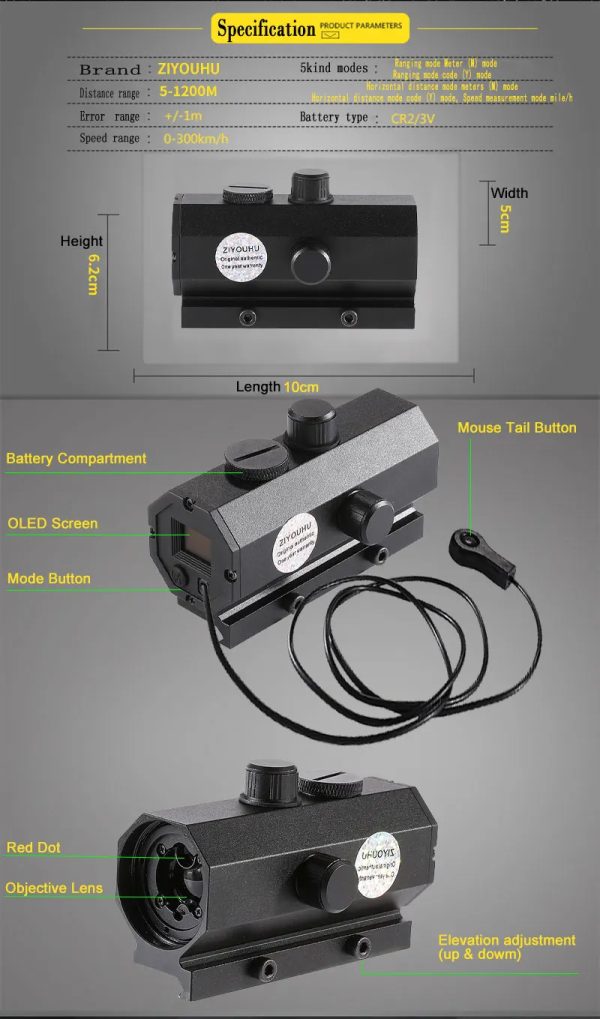 02-83.jpg Laser Rangefinder Distance Measurement Multi-Mode Ranging Mini Plug-in Device for Outdoor Hunting Shockproof Mountable Measurer