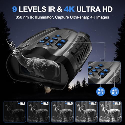 02-9.jpg Night Vision Goggles, 4K Binoculars with Camera, 3.5" HD Display and 32GB TF Card, 9 Gear Night Vision, 10X Digital Zoom
