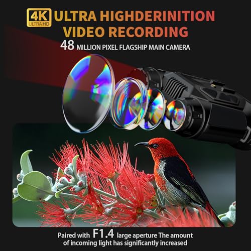 Night Vision Goggles- 4K Night Vision Binoculars for Adults with WiFi, 64GB TF Card in Night Vision,7X IR & 16X Zoom