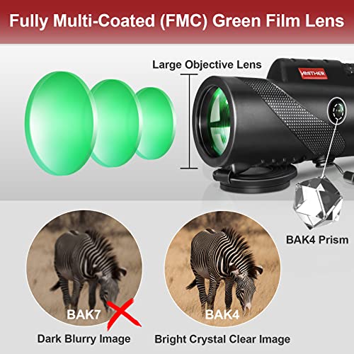 80x100 Smartphone Monocular - High Power High Definition Monocular with Tripod and Adapter, Low Light Vision for Adults