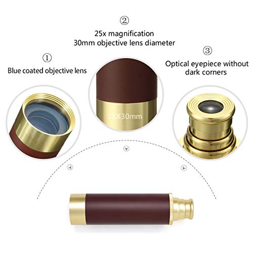 03-76.jpg Pirate Monocular Telescope for Kids and Adults, Handheld Foldable Brass Telescope 25x30 Zoomable Portable