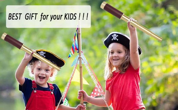 03-77.jpg Pirate Monocular Telescope for Kids and Adults, Handheld Foldable Brass Telescope 25x30 Zoomable Portable