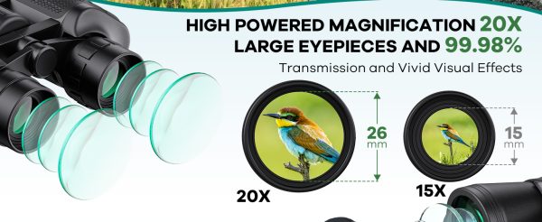 20x50 High Powered Binoculars for Adults, Waterproof Compact Binoculars with Low Light Vision for Bird Watching Hunting