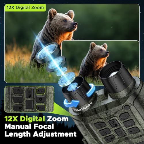 Night Vision Goggles, 112 MP 4K Night Vision Binoculars for Adults, 12X Zoom & 5000mAh Battery, 64GB Card Included, Infr