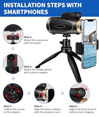 04-45.jpg Monocular Telescope 80x100 High Power Smartphone Adapter Tripod, Large Field Monocular Telescope for Adult Use BAK4