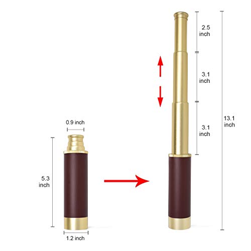 04-74.jpg Pirate Monocular Telescope for Kids and Adults, Handheld Foldable Brass Telescope 25x30 Zoomable Portable