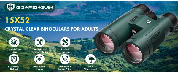 15x52 HD Binoculars for Adults High Powered with Upgraded Phone Adapter - Large View Binoculars with Clear Low Light Vision