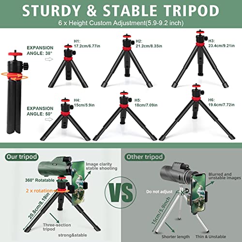 05-41.jpg 12x56 High Power Monocular Telescope | Tripod Travel Bag with Smartphone Adapter | Bird Watching Hunting Hiking Camping