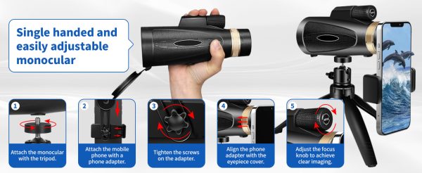 05-44.jpg Monocular Telescope 80x100 High Power Smartphone Adapter Tripod, Large Field Monocular Telescope for Adult Use BAK4