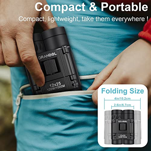 12X25 Mini Pocket Binoculars for Adults Kids, Small Compact Binoculars for Bird Watching, Concert