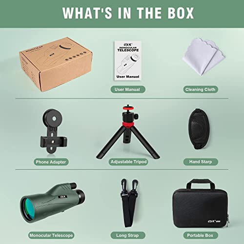 06-39.jpg 12x56 High Power Monocular Telescope | Tripod Travel Bag with Smartphone Adapter | Bird Watching Hunting Hiking Camping