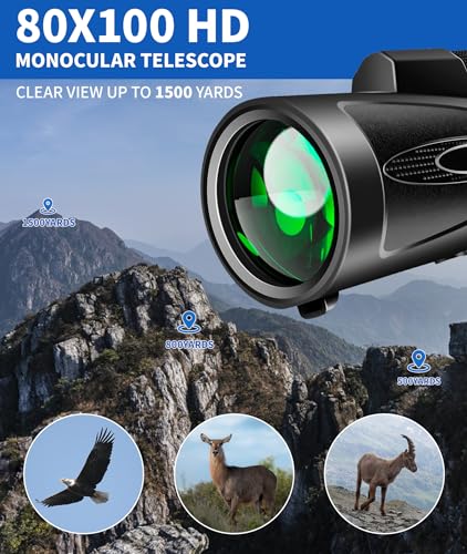06-41.jpg Monocular Telescope 80x100 High Power Smartphone Adapter Tripod, Large Field Monocular Telescope for Adult Use BAK4