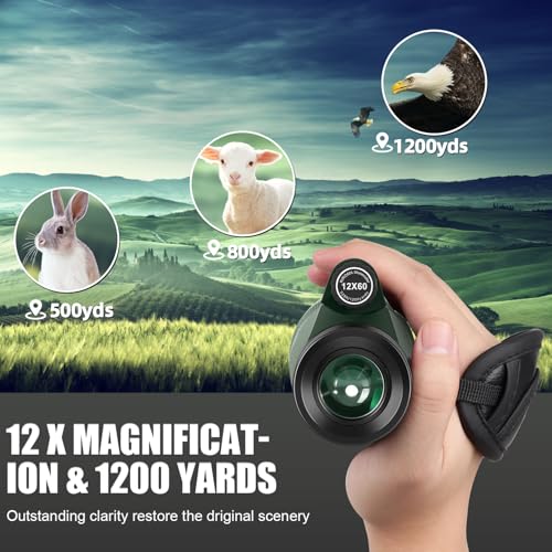 06-53.jpg 12x60 High Definition Monocular Telescope with Smartphone Adapter Tripod and Carrying Case, Large Night Vision Monocular