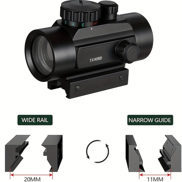 1x40 Red Dot Sight Green Red Dot Sight Illuminated Air Hunting Scope with 11/20mm Rails