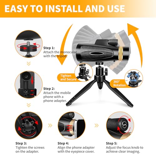 06-62.jpg Monocular telescope 80x100 high definition monocular telescope for adults, with tripod and mobile phone adapter, monocular