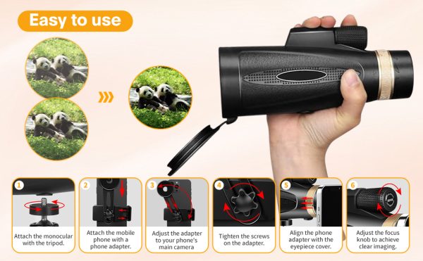 06-63.jpg Monocular telescope 80x100 high definition monocular telescope for adults, with tripod and mobile phone adapter, monocular