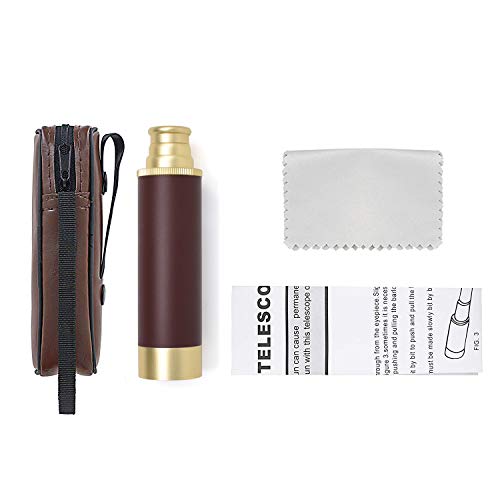 06-66.jpg Pirate Monocular Telescope for Kids and Adults, Handheld Foldable Brass Telescope 25x30 Zoomable Portable