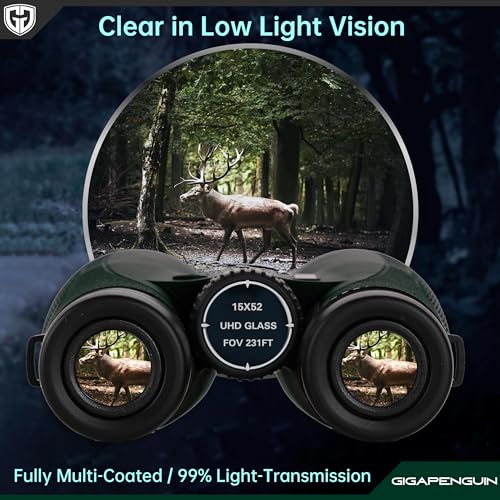 15x52 HD Binoculars for Adults High Powered with Upgraded Phone Adapter - Large View Binoculars with Clear Low Light Vision