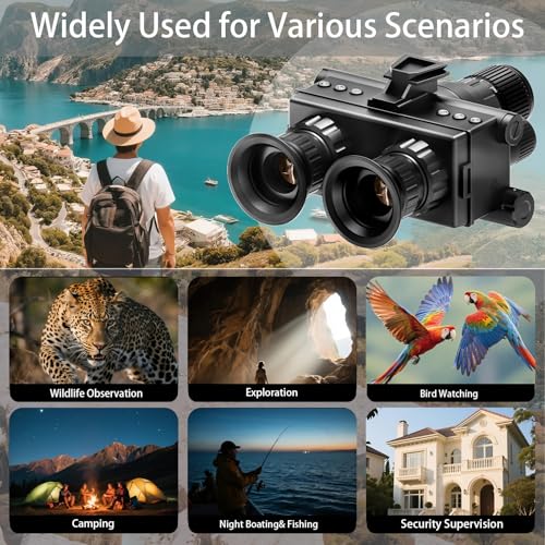 Version 1.0.0 4K Night Vision Helmet Mounted Binoculars with 8X Magnification& 1970ft Range, 1.4-inch Dual-Circle Screens, Photo & Video