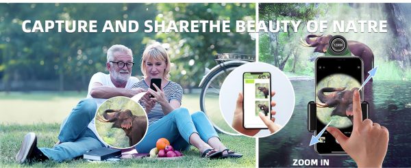 08-14.jpg 12x60 High Definition Monocular Telescope with Smartphone Adapter Tripod and Carrying Case, Large Night Vision Monocular