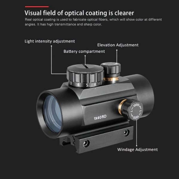 1x40 Red Dot Sight Green Red Dot Sight Illuminated Air Hunting Scope with 11/20mm Rails