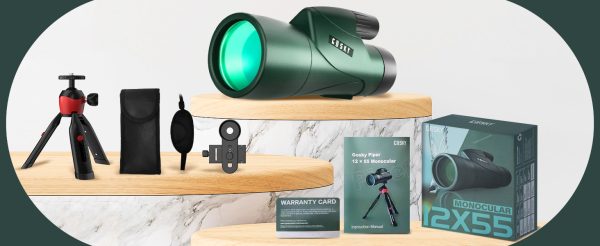 09-12.jpg Gosky 12x55 High Definition Monocular with BAK4 Prism and FMC Lens, Lightweight, with Smartphone Adapter - For Bird Watching