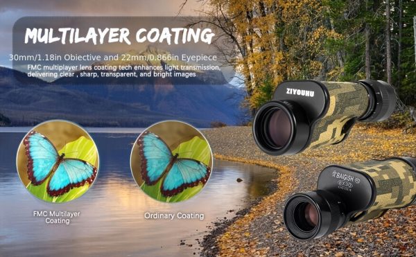 09-13.jpg 8x30 Mini Portable Monocular Telescope, High-Power HD Wide Viewing Outdoor Observation Metal Telescope, Eyepiece Focusing, FMC Optical Lens, HD Camouflage Monocular Telescope