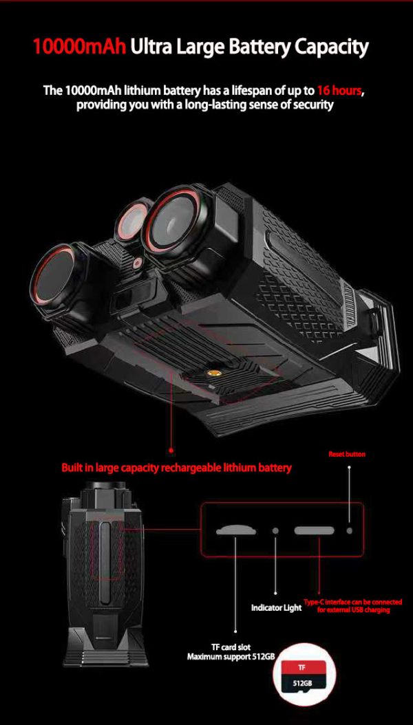 09-7.jpg 4K Video Night Vision Camera Digital Binoculars 4" Screen 16X Zoom with 300m Laser Ranging Remote Control, Wi-Fi E-compass