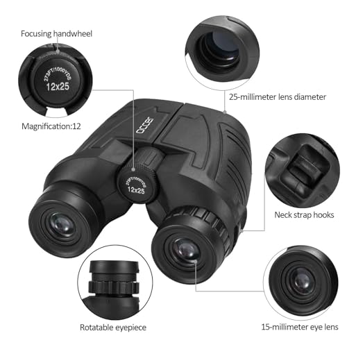 B0756BXDTX_secondary_4.jpg Occer 12x25 Compact Binoculars for Adults and Kids, Large Eyepiece Waterproof Binocular with Low Light Vision,High Power