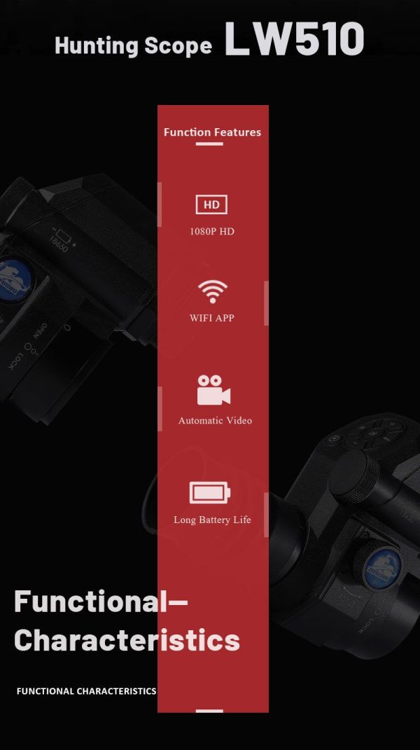 LW510 — Module clip-on de vision nocturne pour lunette, écran rond 640×640, capteur 2 MP, WiFi, batterie 18650, IPX6 LW510 — Module clip-on de vision nocturne pour lunette, écran rond 640×640, capt — vue 8