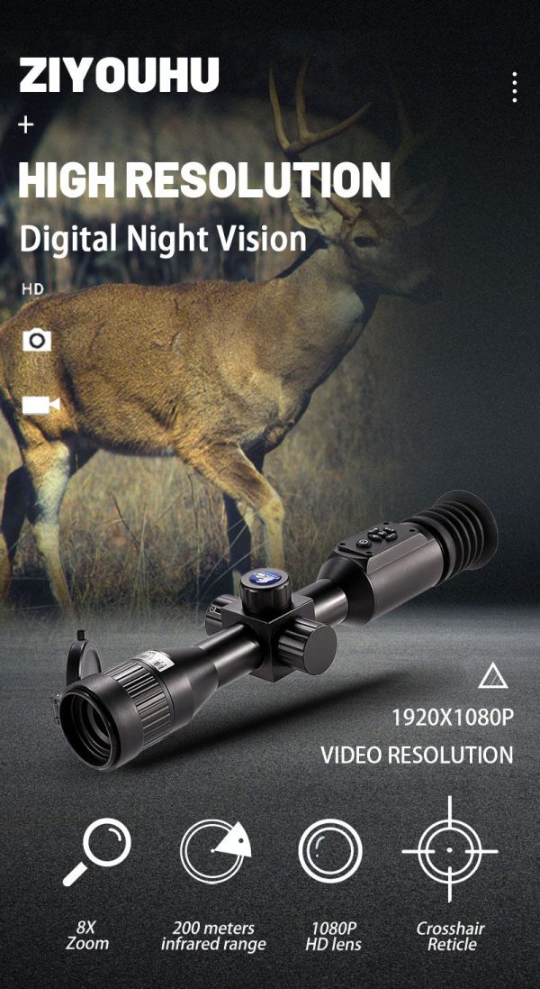 NV003 — Lunette de vision nocturne, objectif 35 mm, écran OLED rond 454×454, capteur 0,001 lux, IR 5 W à 200 m, laser intégré NV003 — Lunette de vision nocturne, objectif 35 mm, écran OLED rond 454×454, cap — vue 8