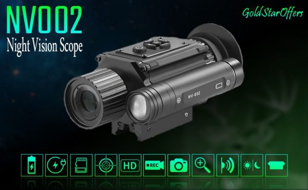NV002 — Lunette de vision nocturne 4x, écran rond 454×454, IR 850 nm 3 W, zoom 1-8x, USB-C, montage Picatinny NV002 — Lunette de vision nocturne 4x, écran rond 454×454, IR 850 nm 3 W, zoom 1 — vue 8