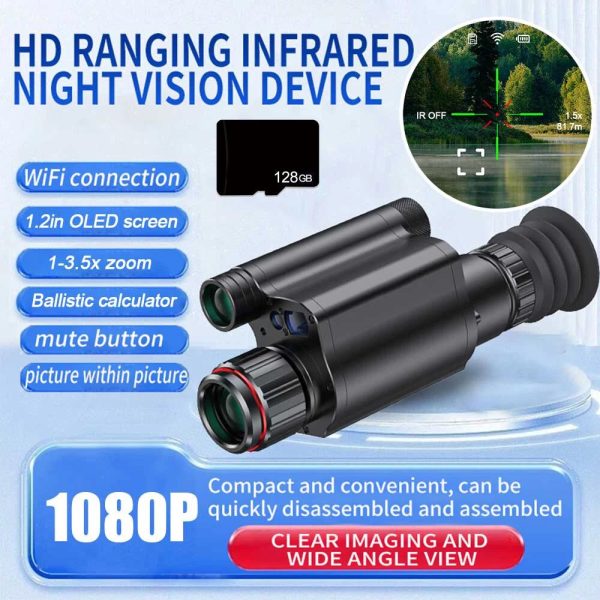 NV076 — Vision nocturne avec télémètre et calculateur balistique, écran OLED, incrustation PIP, WiFi, carte 128 Go incluse NV076 — Vision nocturne avec télémètre et calculateur balistique, écran OLED, in — vue 7
