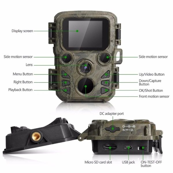 Mini301 — Caméra de chasse compacte 24 MP, écran couleur, grand angle 120°, IP65, 10,5 cm Mini301 — Caméra de chasse compacte 24 MP, écran couleur, grand angle 120°, IP65 — vue 6