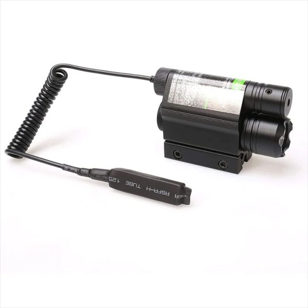 Ensemble lampe tactique et laser — rouge ou vert, 3 modes, interrupteur déporté, batteries et chargeur inclus Ensemble lampe tactique et laser — vue 7
