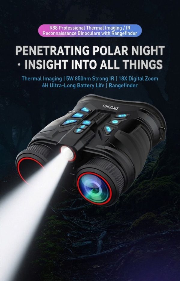 R88 — Jumelles thermiques et vision nocturne, télémètre 1000 m, stabilisation gy — vue 8