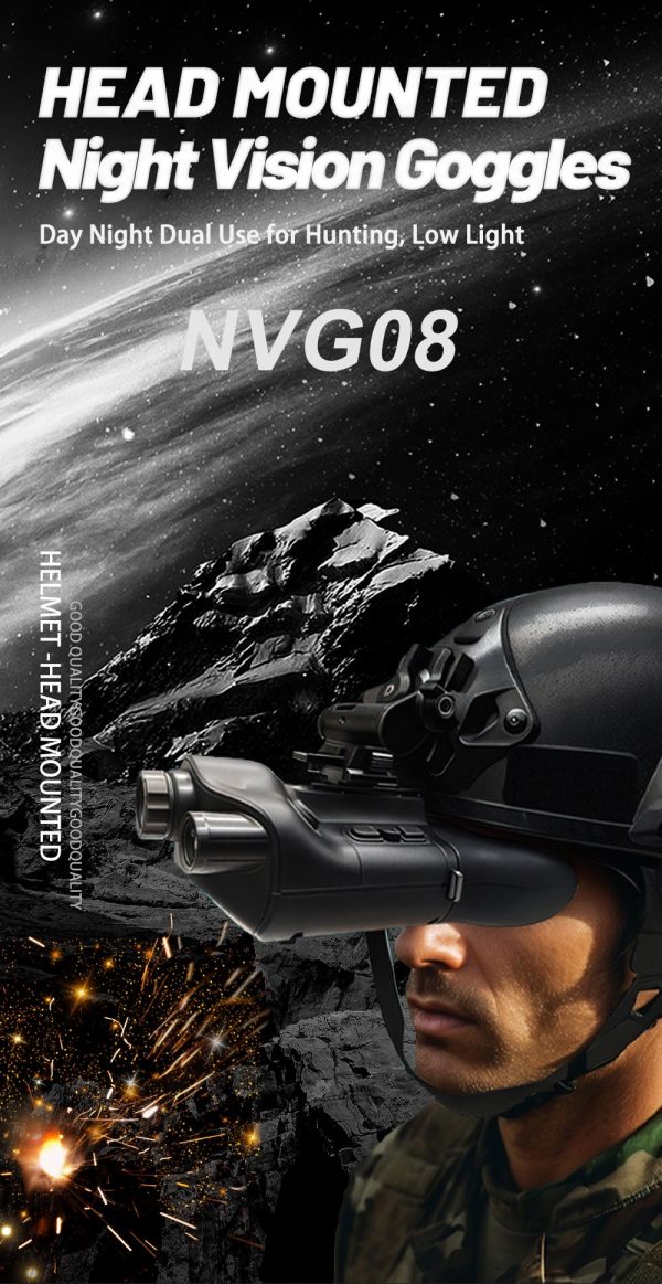 NVG08 — Jumelles de vision nocturne sur casque, télémètre 1200 m, incrustation PIP, boussole, 6000 mAh, IP56 NVG08 — Jumelles de vision nocturne sur casque, télémètre 1200 m, incrustation P — vue 7
