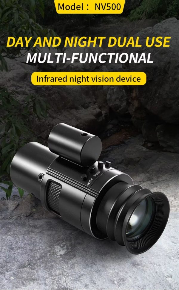 NV500 — Module de vision nocturne 4K pour lunette de tir, 500 m, adaptateurs 42 et 45 mm, usage seul ou sur casque NV500 — Module de vision nocturne 4K pour lunette de tir, 500 m, adaptateurs 42 — vue 7