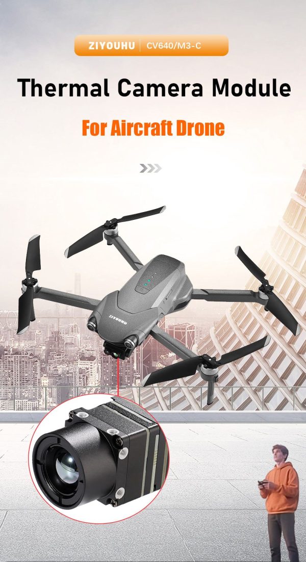 Module thermique 640×512 pour drone — NETD ≤25 mK, 50 Hz, détection 900 m, 23 g, sortie vidéo analogique Module thermique 640×512 pour drone — vue 6