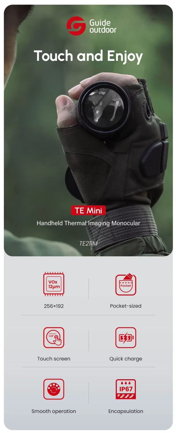 Guide TE Mini — Monoculaire thermique 256×192 à 12 µm, NETD 30 mK, écran tactile — vue 7